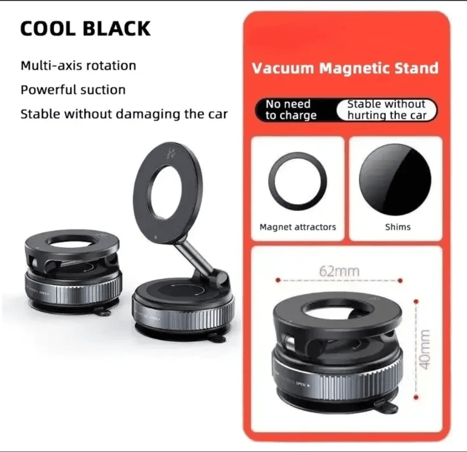 GenzHub Magnetic 360° Car Phone Holder with Strong Suction Base